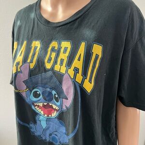Womens Black 'Grad' Stitch Graphic Tee